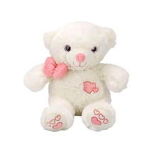3186 Papyonlu Peluş Ayı 30 Cm -nessiworldman Beyaz