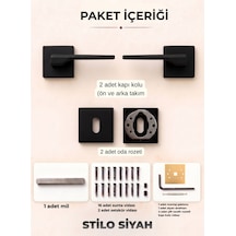 Stilo Siyah Kare Rozetli Kapı Kolu Lüks Oda Kapı Kolu