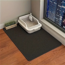 Honeybeeshop Siyah Boyut L 55x75 Kaymaz Kedi Kumu Matı Su Geçirmez Büyük Çift Katman Eva Kedi Altlığı Kolay Temizlenir 6 Renk Seçeneği