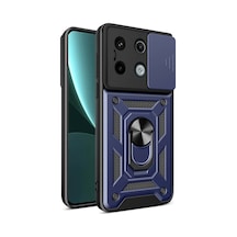 Zore Redmi Note 13 Pro 5g Kılıf Magnetik Standlı Kamera Korumalı Ogaa Sürgülü Vega Kapak - Mavi