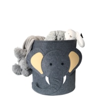 Büyük Kapasiteli Karikatür Keçe Saklama Sepeti - Koyu Gri