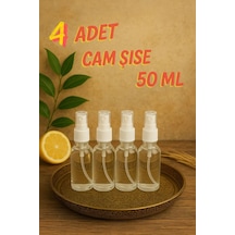4 Adet Şeffaf Kapaklı Beyaz Sprey Fısfıs Kolonya Dezenfektan Çok Amaçlı Cep Çanta Cam Şişe 50ml