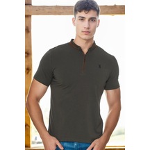 T9571 Dewberry Fermuarlı Erkek T-shırt-haki