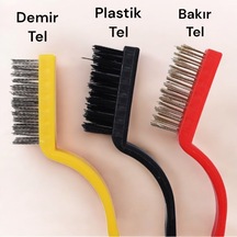 3 Parça Tel Fırça Bakır,demir Ve Sert Plastik Detaylı Temizlik Seti