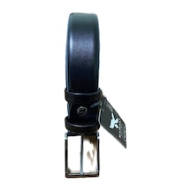 Karalı Erkek Siyah Klasik Desensiz Takım Elbise Kemeri + Kartlık 2083-1-125 Cm 001