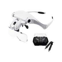 Novahub 9892b2 Led Işıklı Kafa Bandı Büyüteci Başlığı 5 Mercekli 1.0x-3.5x, Elleriyle Okuma Yardımcısı