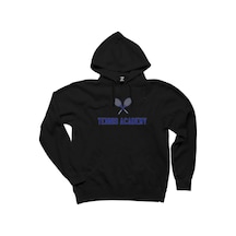 Tennis Academy Siyah Kapşonlu Sweatshirt Hoodie Siyah