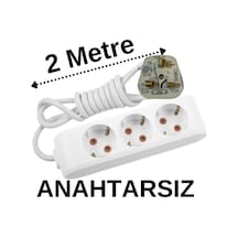 İngiliz Erkek Türk Dişi Universal Priz Dönüştürücüsü Uzatmalı 3 Lü 2 Metre