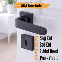 Ay Oda Kapı Kolu Siyah Kare Rozetli Sağa Sola Uygun İç Dış Ev Kapısı Kolları Kilitlenebilir 1 Takım