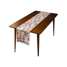 Anasayfa Şönil Polyester Püsküllü Masa Örtüsü, Ebat: 33x180cm Her Yıl Fazlalık Çok Renkli