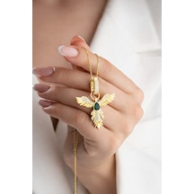 Çekirdekjewelry 925 Ayar Gümüş Altın Kaplama Zümrüdüanka Kolye Sarı