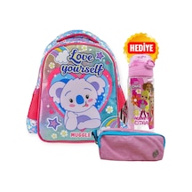 Koala Mavi Anaokulu Çantası , Çift Gözlü Kalem Çantası Pembe