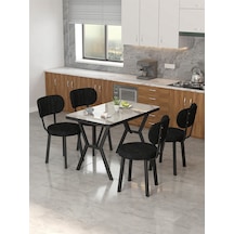 Azra 70x110cm Efes Mutfak Masası, Mutfak Masası Takımı, Yemek Masası, 4 Siyah Sandalye Siyah