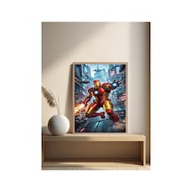 Iron Man Doğal Ahşap Çerçeveli Tek Parça Dekoratif Tablo Çok Renkli - 842074472 Çok Renkli