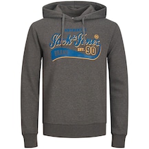 Koyu Gri Jack & Jones Erkek Kapşonlu Sweatshirt 12233597 Gri