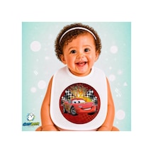 Cars Mcqueen Keten Bebek Mama Önlüğü Yumuşak - Emici - Yıkanabilir - Özel Tasarım P037 Çok Renkli