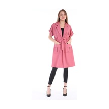 Mono Yaka Beli Tünelli Cepli Apoletli Kısa Kollu Pembe Yelek