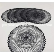 Supla Amerikan Servis Kardon işlemelİ 38 cm 6 lı paket siyah Siyah