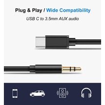 Ktools Sound Usb-c To Type-c 3.5 Mm Aux Kablo Siyah