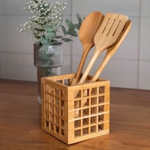 Mutfak Bambu Kare Modern Tasarımlı Kare Kaşıklık 131315 Cm Diğer