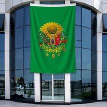 Yeşil Osmanlı İmparatorluğu Bayrağı 140gr Premium Raşel Kumaş 400x600cm Diğer