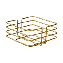 Gold Paslanmaz Sivri Köşeli Kare Meyve Sepeti - Çok Amaçlı Metal Altın