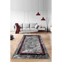 Bordo Çerçeveli Kaymaz Taban Makinede Yıkanabilir Halı Rv107n11