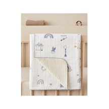 %100 Pamuk Bebek Battaniyesi Pikeli 100x100 Mavi