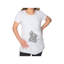 Bk Gift Bebek Fil Tasarımlı Beyaz Hamile Tişört-2