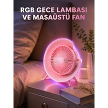 Gece Lambalı Renk Değiştiren Masaüstü Fan - Lisinya