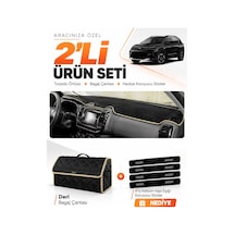 E-biz Cıtroen C5 Aircross 2018-2026 Uyumlu Torpido Örtüsü + Deri Bagaj Çantası - Siyah-bej - Cı014