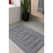 Bath Banyo Paspası 80x50 Dekoratif, Yıkanabilir, Tüylenme Yapmaz, Yumuşak Doku Antrasit