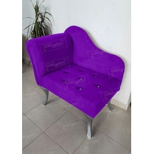 Yeni Model Tekli Köşe Koltuğu Josefin Bench Gümüş Ayak Eflatun