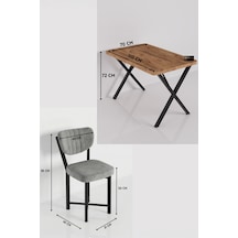 Mutfak Masası 4 Sandalyeli Set 110x70 Cm Modern Masa Takımı Cafe Balkon Ofis Masa Elma 9884 Gri