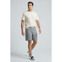 Tommy Life Gri Melanj Standart Fit Basic Arka Cepli Erkek Şort - 88314