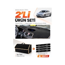 Renault Fluence Küçük Ekranlı 2009-2016 Uyumlu Torpido Örtüsü + Tay Tüyü Çanta Seti - Siyah Bej