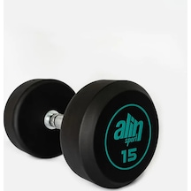 Alin Sport 15 Kg Kauçuk Kaplı Profesyonel Olimpik Dumbbell Dambıl -yeşil