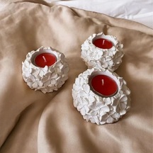 3 Adet Çiçek Desenli Tealight Mumluk