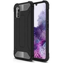 Kilifone - Samsung Uyumlu Galaxy A02s - Kılıf Çift Katman Zırh Tank Crash Military Kapak - Siyah