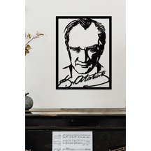 Gowpenart Çerçeveli Atatürk İmza Portre Siyah Metal Duvar Tablosu