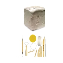 Beyaz Seramik Hamuru 6 Kg Kil 8'Li Seramik Şekillendirme Seti