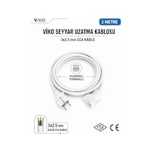 Viko Seyyar Uzatma Kablosu 3 Metre 3x2.5 Mm Cca Kablo Viko Erkek Dişi Fiş Klemensli Terminalli Topraklı Tse Ce Belgeli 3 M