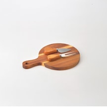 Doğal Akasya Peynir Sunum Tahtası Ve Servis Seti 25x17 Cm Saplı Mini Kesme Tahtası, Yanında Özel Bambu Saplı Diğer