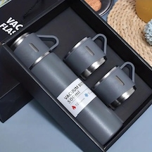 Paslanmaz Çelik Termos Renkli 3 Bardaklı 500 Ml Kutulu Set Genel