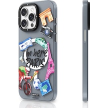 İphone 15 Pro Uyumlu Kılıf Magsafe Şarj Özellikli Youngkit İn Paris Serisi Kapak Gri