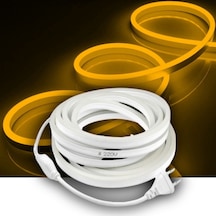 Amber Neon Şerit Led Fişli 220v Esnek Dış Mekan, Bahçe, Açık Alan Dekoratif Aydınlatma 30 Metre