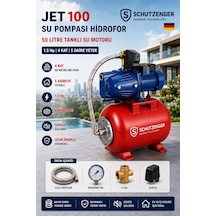 Jet100 Su Pompası Hidrofor 50 Litre Tanklı Su Motoru 1.5 Hp 4 Kat 5 Daire Yeter Setli 50mt Dik Atar