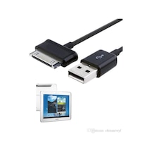 Siyah Renk Samsung Uyumlu Tablet Data+Şarj Aleti-Kablosu Smg -410