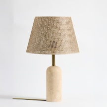 Luum Hasır Şapkalı Abajur - Kahverengi / Traverten - 48 Cm Çok Renkli