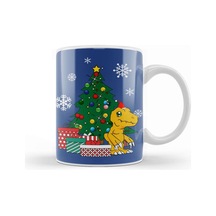 Agumon Around The Christmas Tree Digimon Kupa Bardak Porselen Karışık